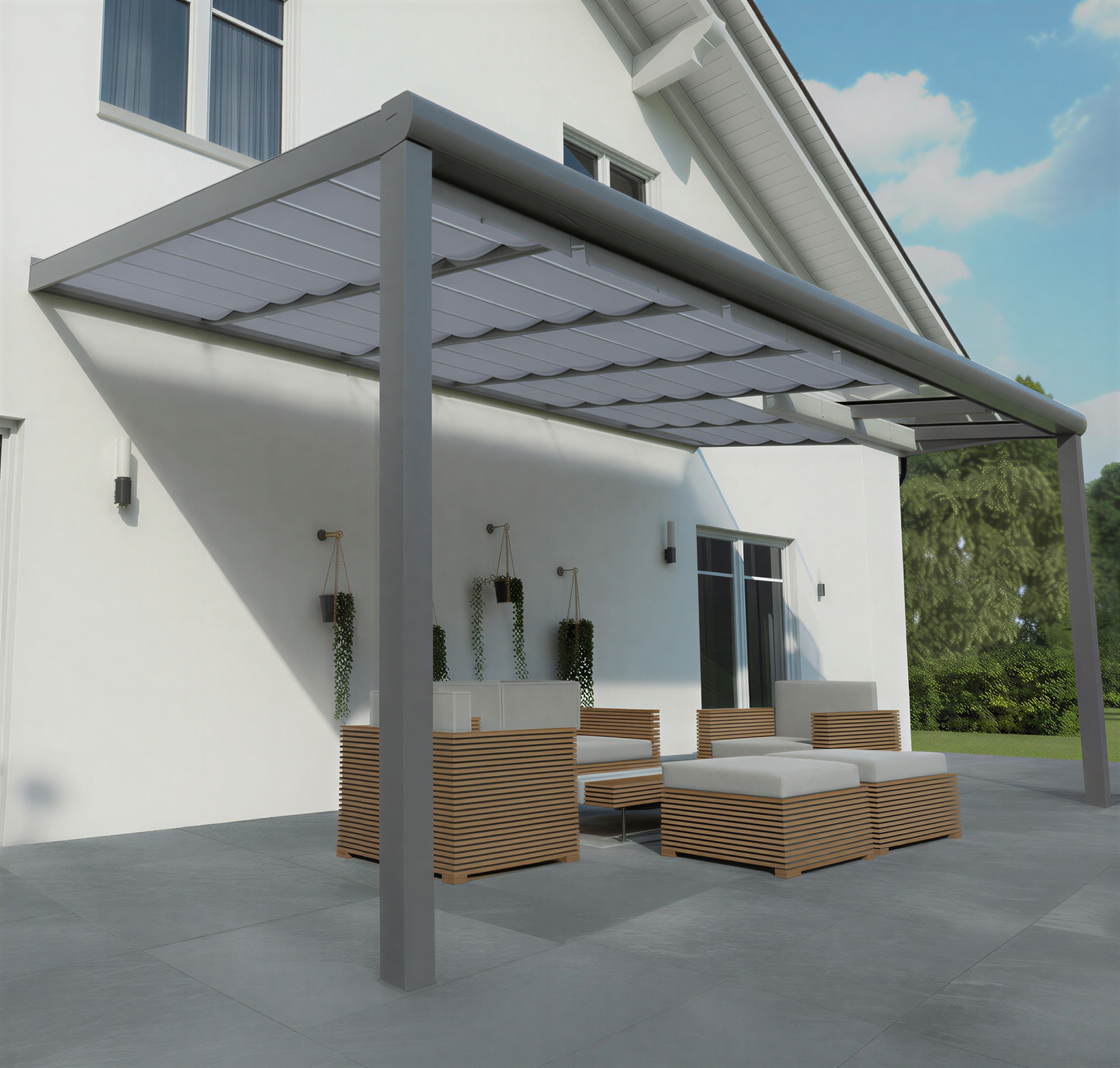 Terrassenüberdachung Aluminium 406x300cm Doppelsteg anthrazit