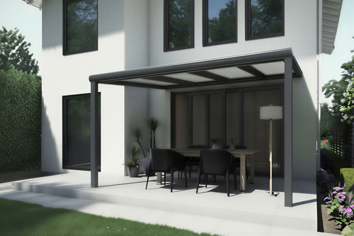 Terrassenüberdachung Aluminium 406x300cm Doppelsteg anthrazit