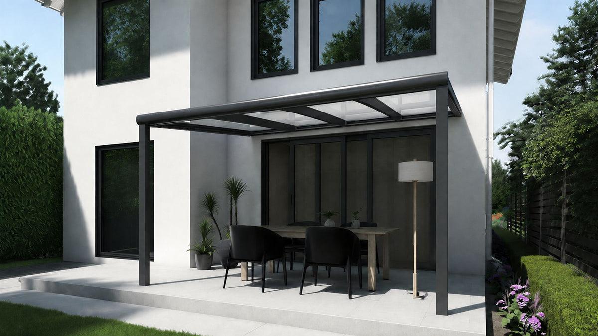 Terrassenüberdachung Aluminium mit Glas-Eindeckung