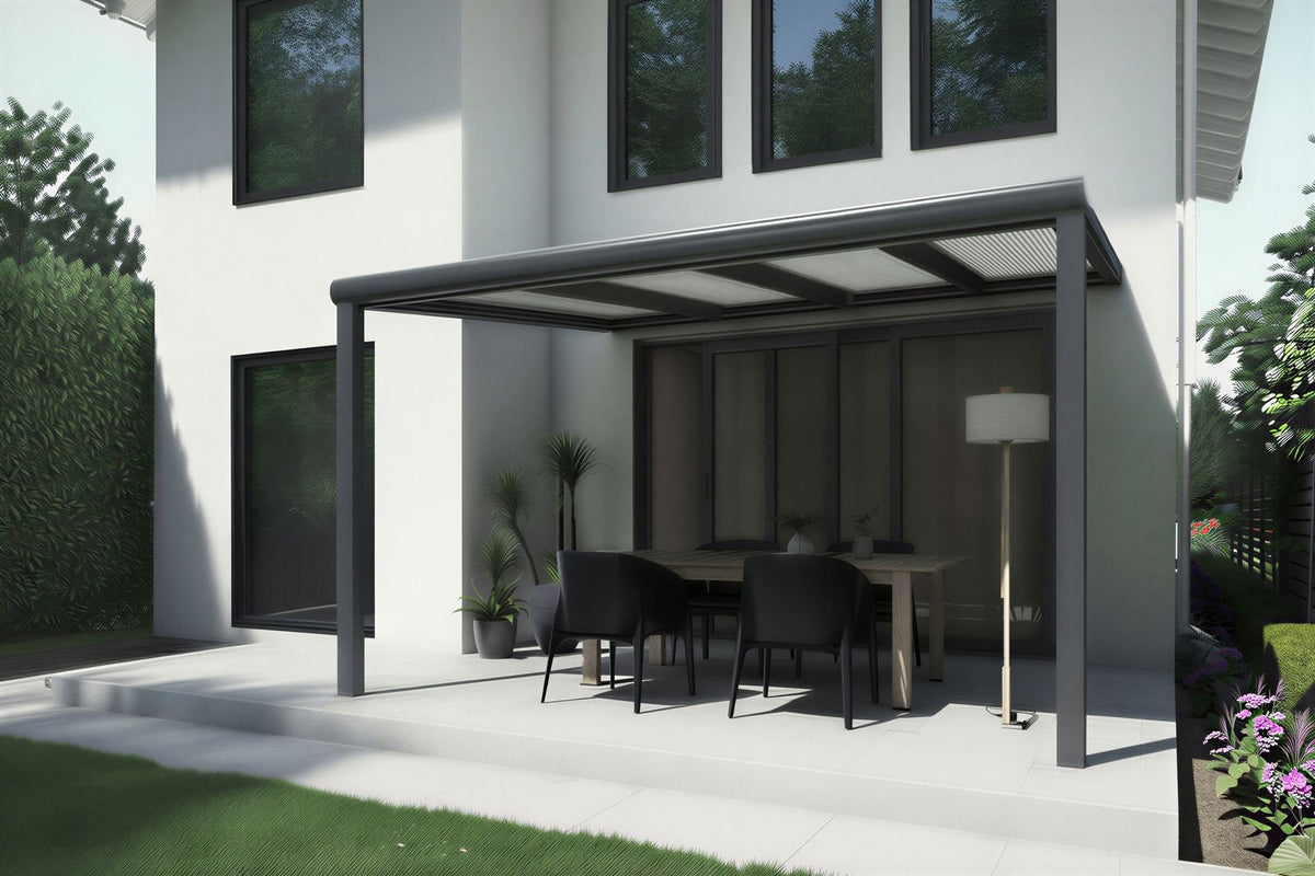 Terrassenüberdachung Aluminium mit Polycarbonat-Stegplatten